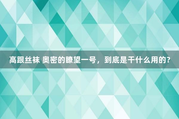 高跟丝袜 奥密的瞭望一号，到底是干什么用的？