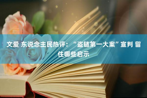 文爱 东说念主民热评：“盗链第一大案”宣判 留住哪些启示