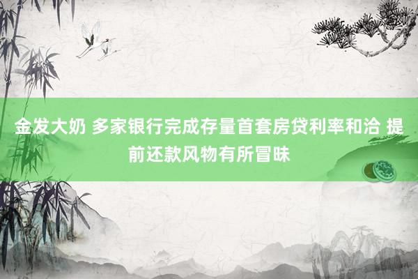 金发大奶 多家银行完成存量首套房贷利率和洽 提前还款风物有所冒昧