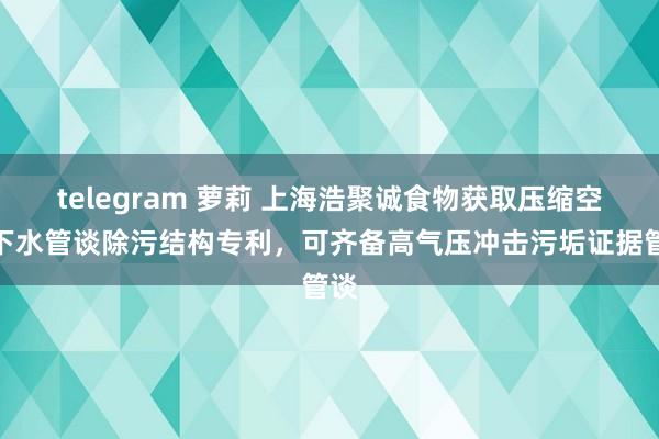 telegram 萝莉 上海浩聚诚食物获取压缩空气下水管谈除污结构专利，可齐备高气压冲击污垢证据管谈