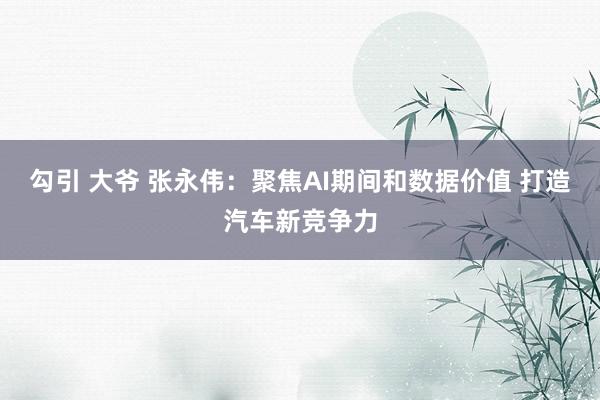 勾引 大爷 张永伟：聚焦AI期间和数据价值 打造汽车新竞争力