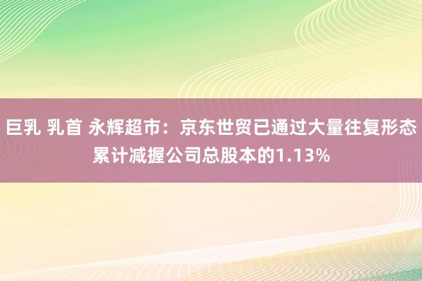 巨乳 乳首 永辉超市：京东世贸已通过大量往复形态累计减握公司总股本的1.13%