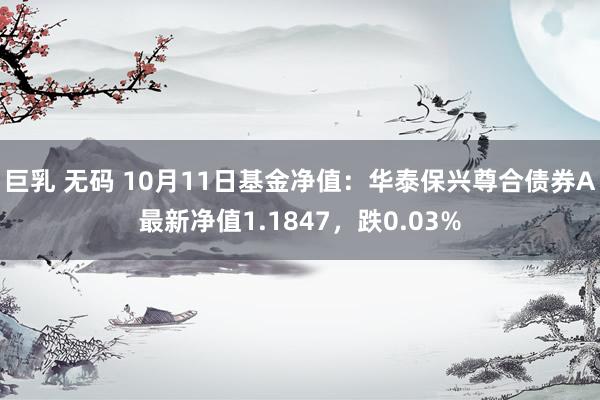 巨乳 无码 10月11日基金净值：华泰保兴尊合债券A最新净值1.1847，跌0.03%