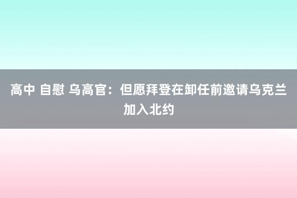 高中 自慰 乌高官：但愿拜登在卸任前邀请乌克兰加入北约