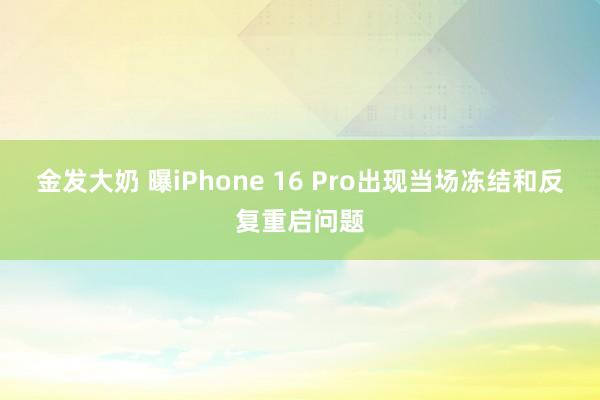 金发大奶 曝iPhone 16 Pro出现当场冻结和反复重启问题