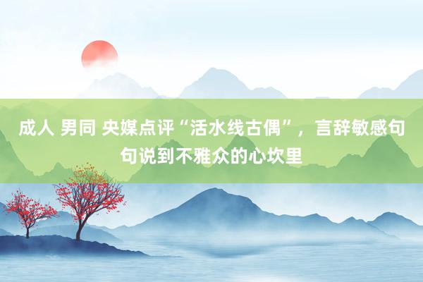 成人 男同 央媒点评“活水线古偶”，言辞敏感句句说到不雅众的心坎里