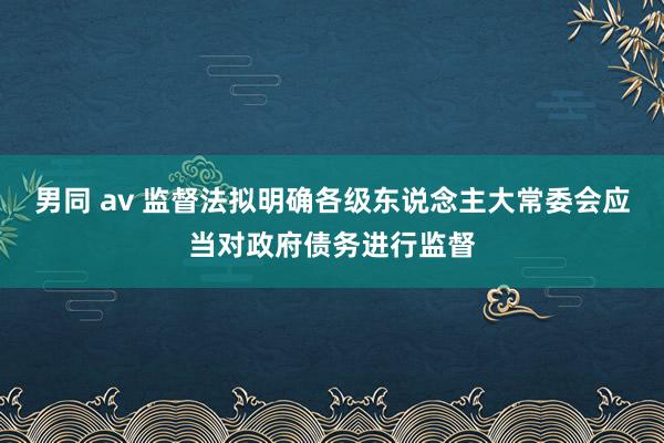 男同 av 监督法拟明确各级东说念主大常委会应当对政府债务进行监督