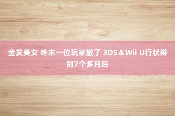 金发美女 终末一位玩家撤了 3DS＆Wii U行状辩别7个多月后