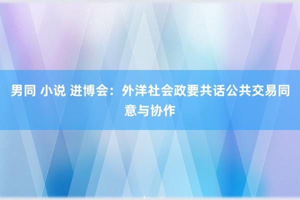 男同 小说 进博会：外洋社会政要共话公共交易同意与协作