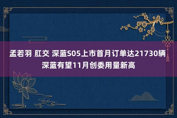 孟若羽 肛交 深蓝S05上市首月订单达21730辆 深蓝有望11月创委用量新高