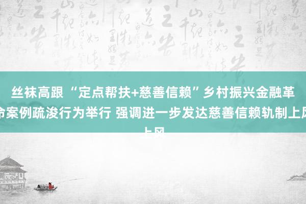 丝袜高跟 “定点帮扶+慈善信赖”乡村振兴金融革命案例疏浚行为举行 强调进一步发达慈善信赖轨制上风