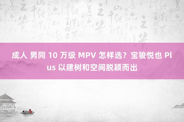 成人 男同 10 万级 MPV 怎样选？宝骏悦也 Plus 以建树和空间脱颖而出