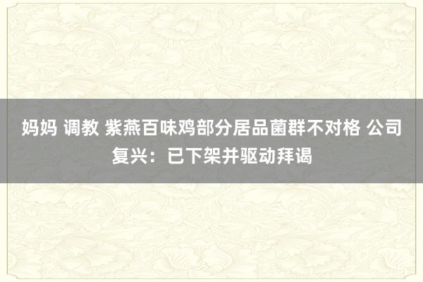 妈妈 调教 紫燕百味鸡部分居品菌群不对格 公司复兴：已下架并驱动拜谒