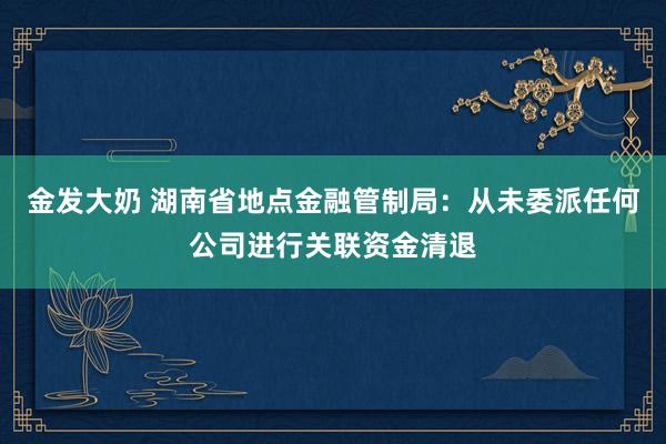 金发大奶 湖南省地点金融管制局：从未委派任何公司进行关联资金清退