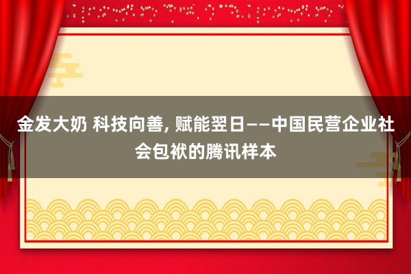 金发大奶 科技向善， 赋能翌日——中国民营企业社会包袱的腾讯样本