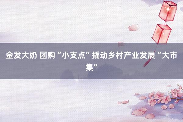 金发大奶 团购“小支点”撬动乡村产业发展“大市集”