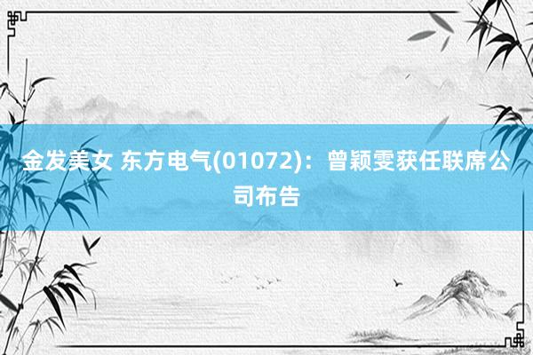 金发美女 东方电气(01072)：曾颖雯获任联席公司布告