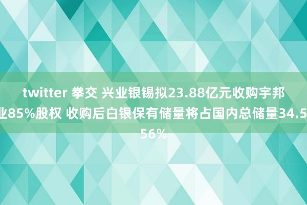 twitter 拳交 兴业银锡拟23.88亿元收购宇邦矿业85%股权 收购后白银保有储量将占国内总储量34.56%