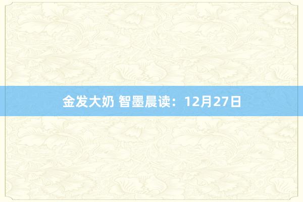 金发大奶 智墨晨读：12月27日