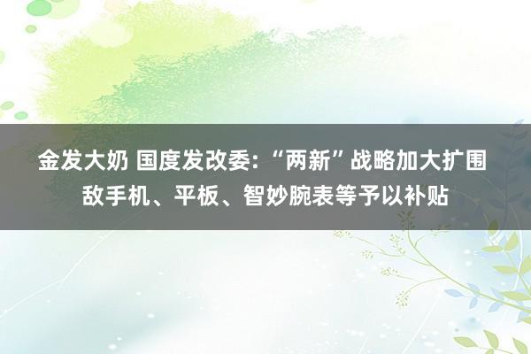 金发大奶 国度发改委: “两新”战略加大扩围 敌手机、平板、智妙腕表等予以补贴