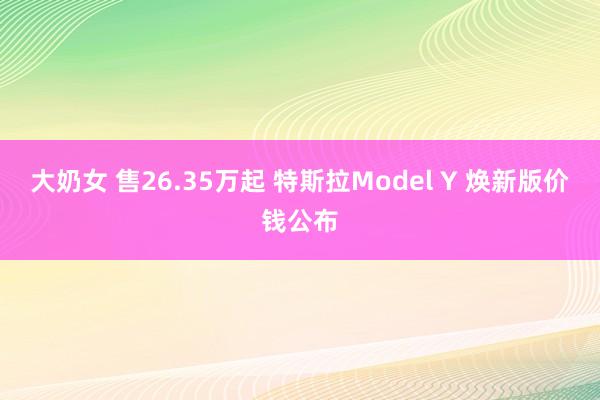 大奶女 售26.35万起 特斯拉Model Y 焕新版价钱公布