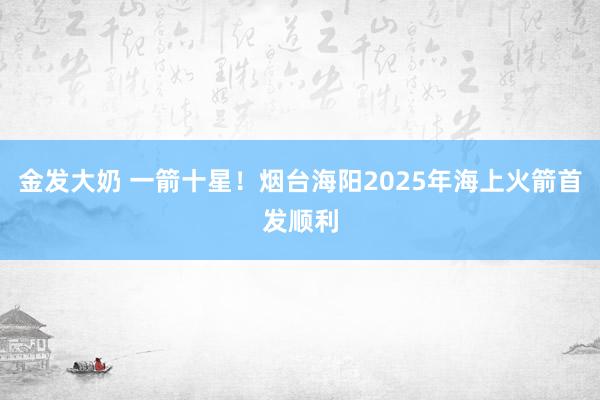 金发大奶 一箭十星！烟台海阳2025年海上火箭首发顺利