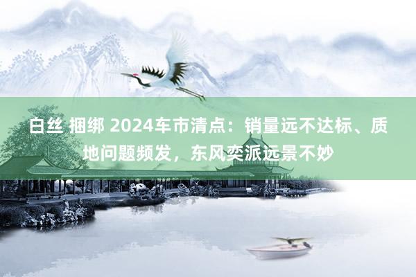 白丝 捆绑 2024车市清点：销量远不达标、质地问题频发，东风奕派远景不妙